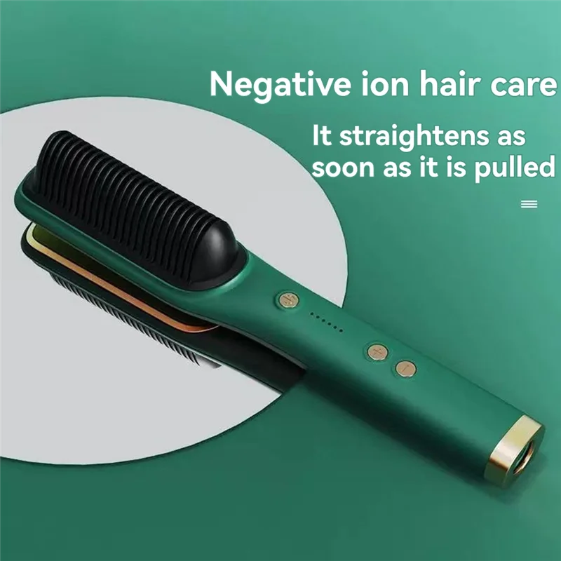 Dual-Purpose Electric Curling Comb Negative Straightening Hair-Safe Inward Curling Iron EU Plug For Straight And Curly Hair