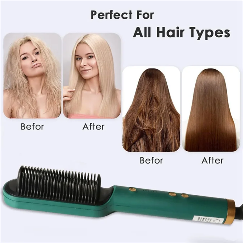 Dual-Purpose Electric Curling Comb Negative Straightening Hair-Safe Inward Curling Iron EU Plug For Straight And Curly Hair