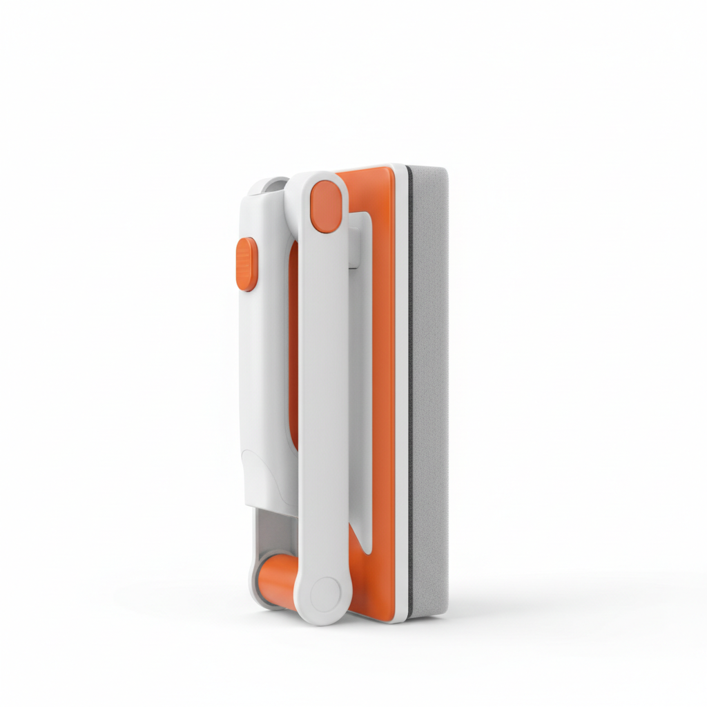 Mini serpillière multifonctionnelle blanc et orange sur fond blanc
